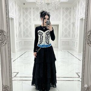 Butterfly on white romantic lace-up boned overbust sweetheart  corset bustier